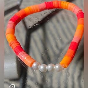 Fun orange clay bead bracelet